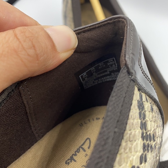 Clarks Sara Orchid Ballet Flats Slip On Faux Leather Snake Print - Picture 7 of 9